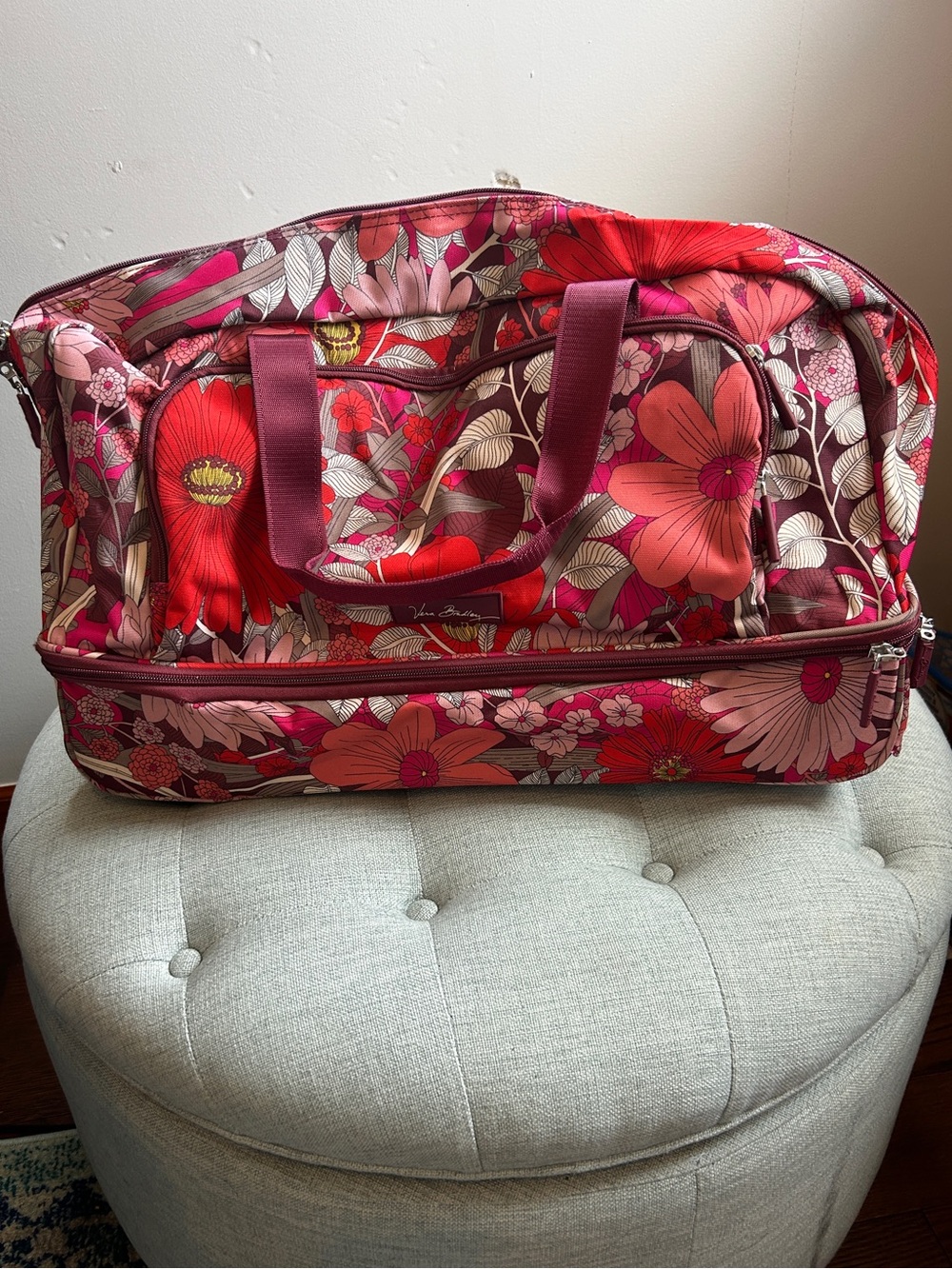 Vera Bradley Bohemian Blooms 22” Roll Along Duffel Rolling Luggage Retired